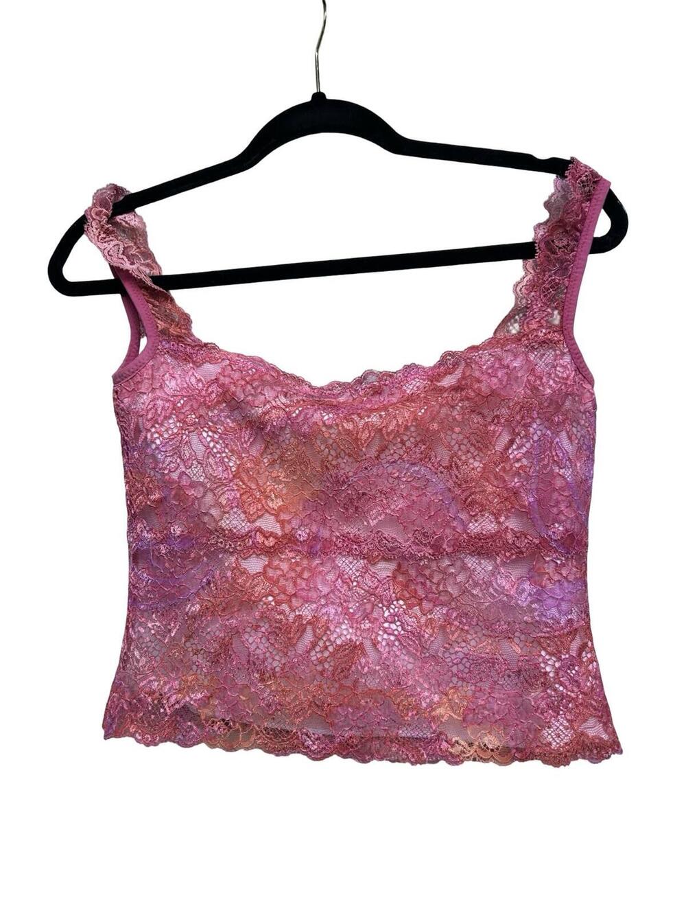 Y2K Leigh Bantivoglio Lace Corset Crop Top Pink Lace Up Womens Medium - Picture 3 of 6